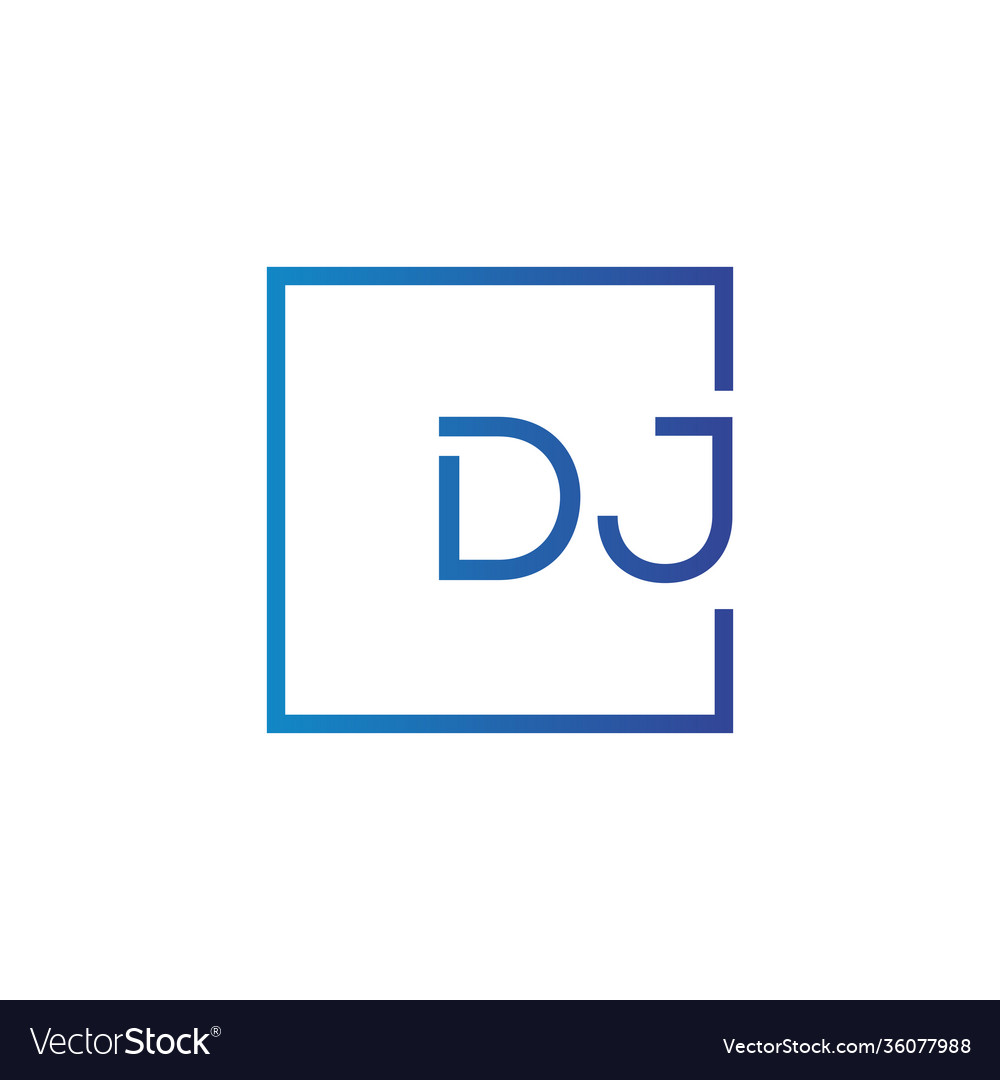 Kreativer Anfangsbuchstaben dj quadratisches Logo Design vector image Kreativer Anfangsbuchstaben dj quadratisches Logo Design