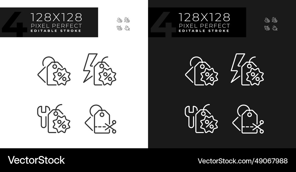 Editable dark and light simple discounts icons Vector Image