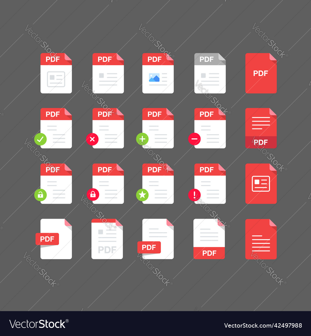 Flat design with pdf files icon set symbol