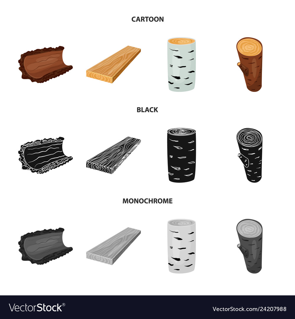 Isolated object of tree and raw icon collection