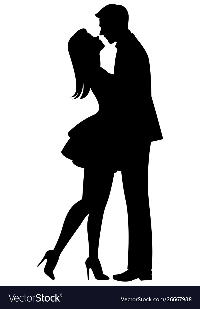 Download Kiss lovers black silhouette on white Royalty Free Vector