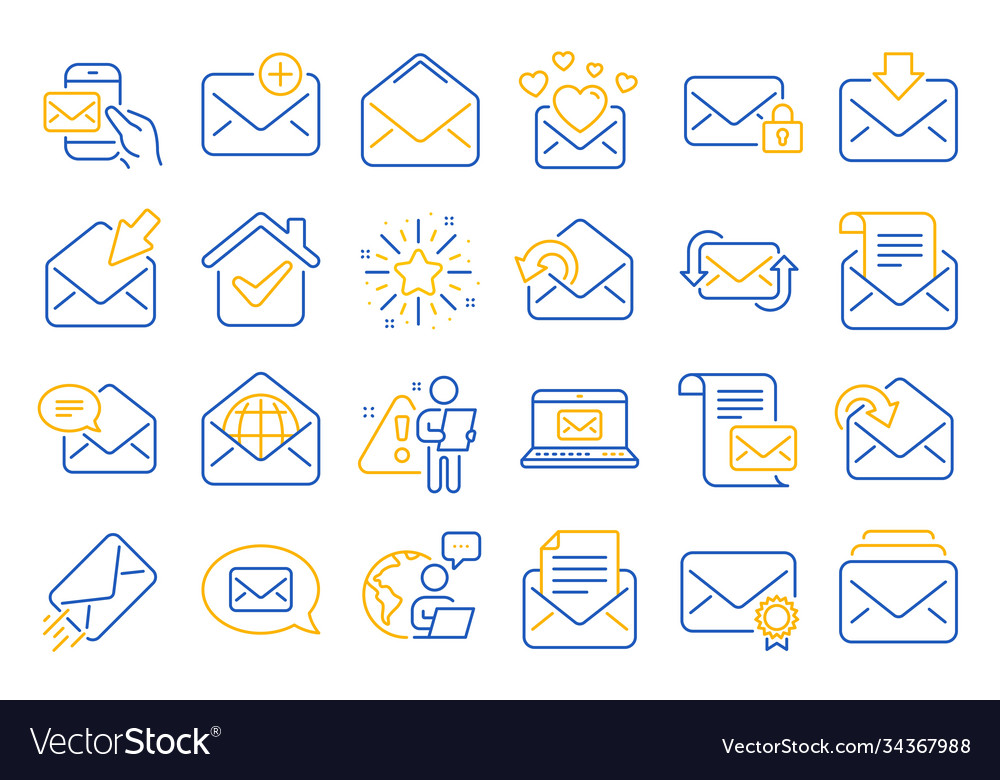 Mail message line icons set newsletter e-mail Vector Image Mail message line icons set newsletter e-mail