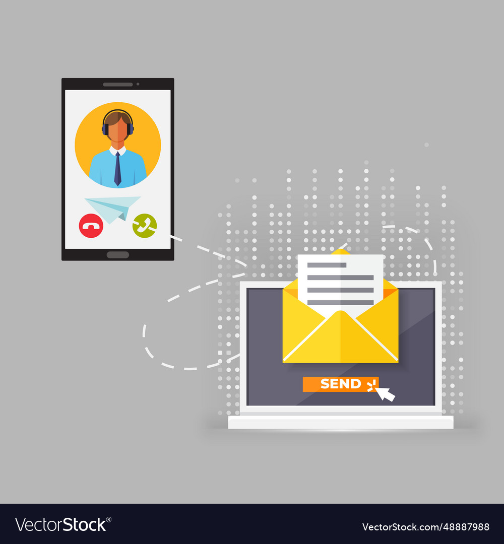 Mailing list computer laptop sending email vector image Mailing list computer laptop sending email