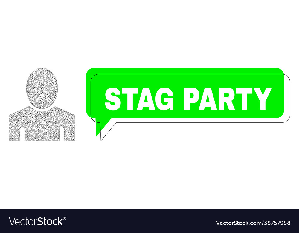 Misplaced stag party green text cloud and mesh