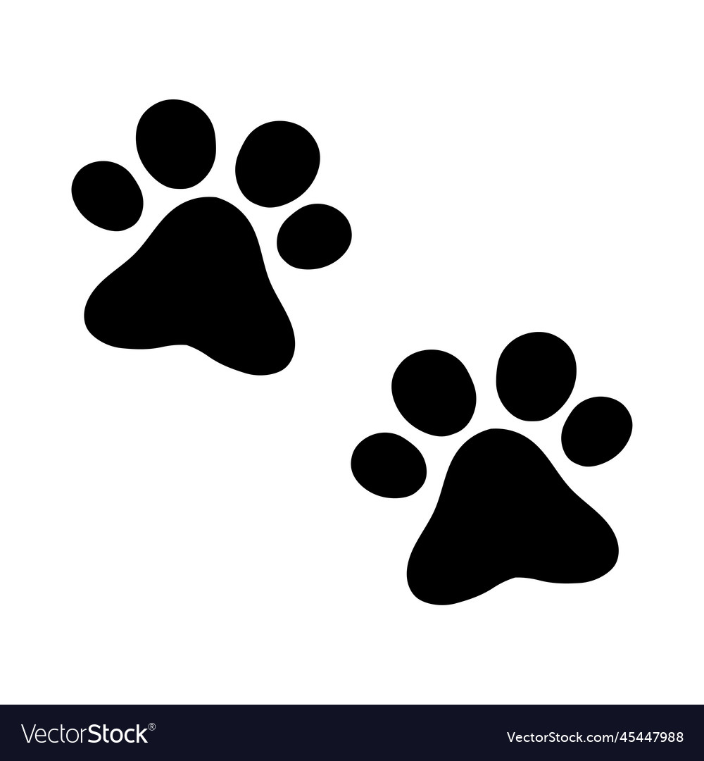 Paw print icon isolated flat design vector image Paw print icon isolated flat design