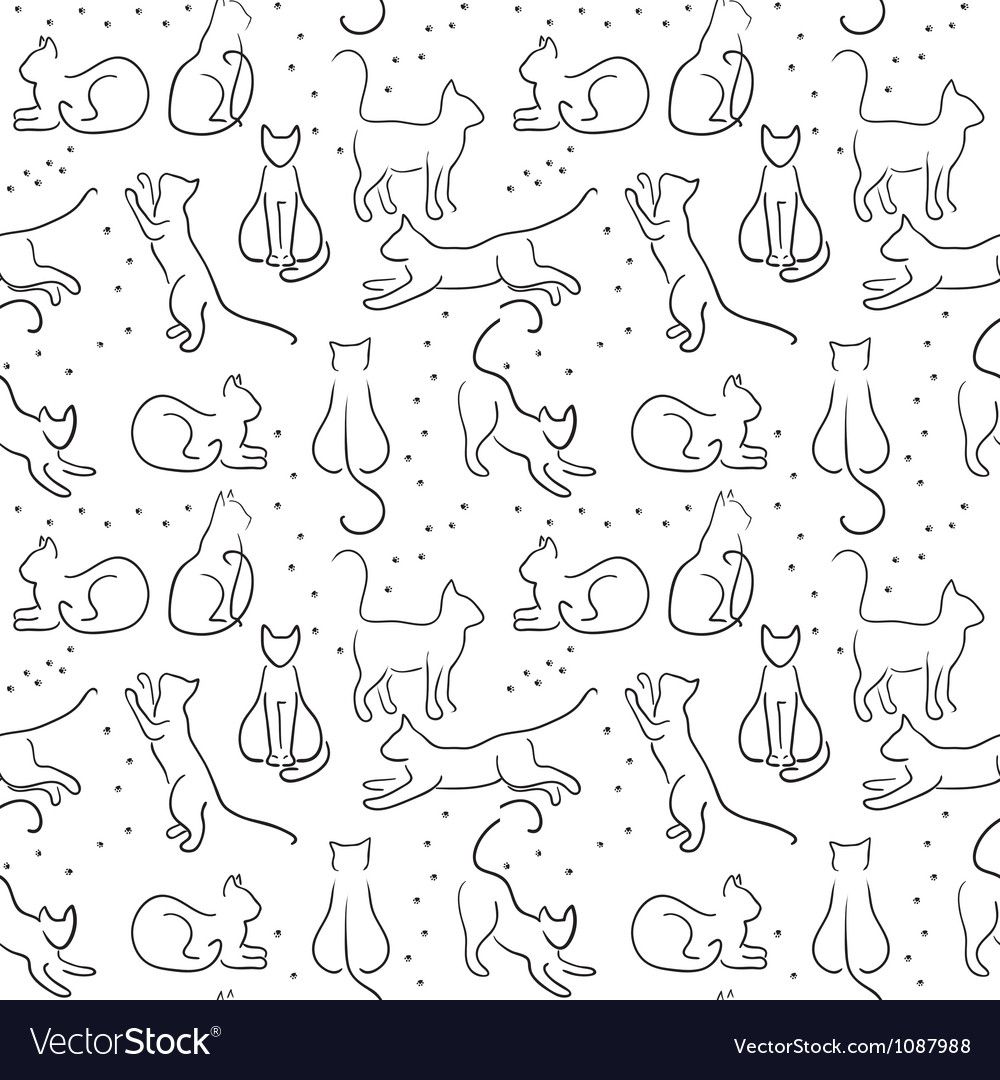 Seamless background with cat silhouette Royalty Free Vector