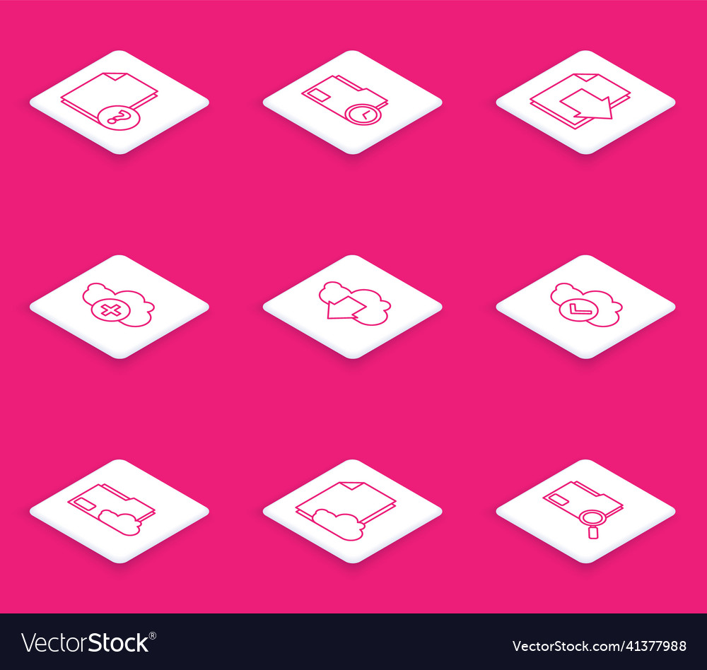 Set line unknown document folder vector image Set line unknown document folder