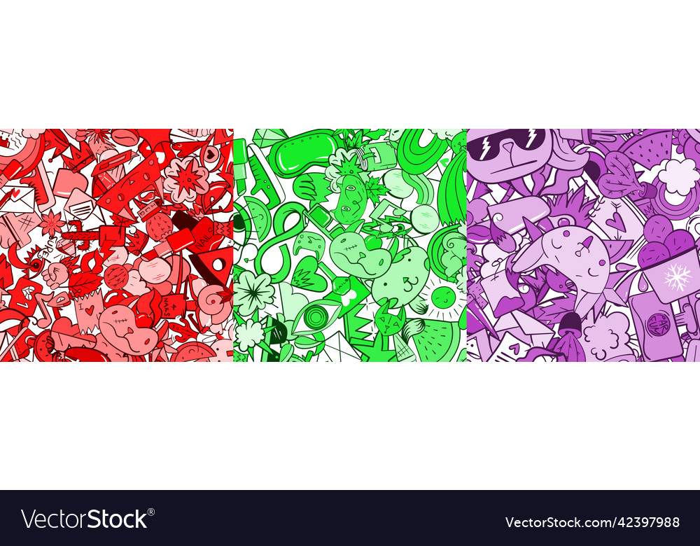 Set of three random elements background including Vector Image