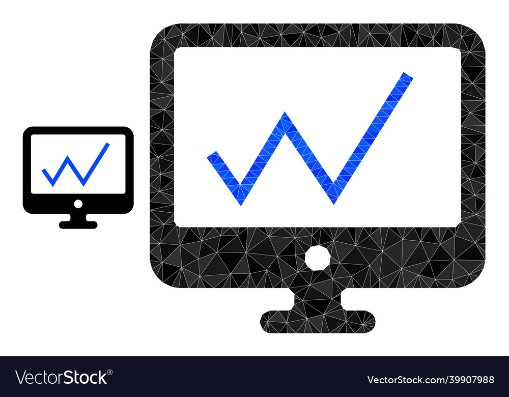 Triangle filled chart monitoring icon Vector Image Triangle filled chart monitoring icon