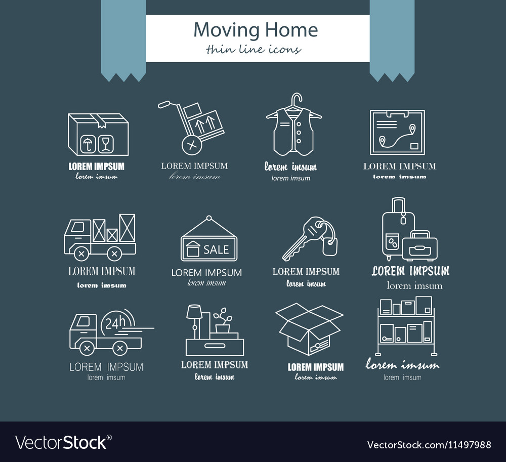 Warehouse logistic thin line icons