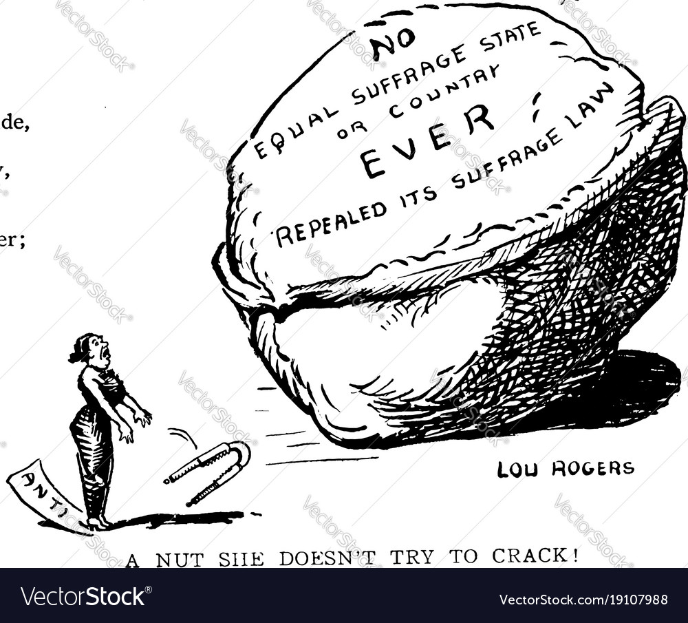 Womens suffrage cartoon - uncrackable vintage Vector Image