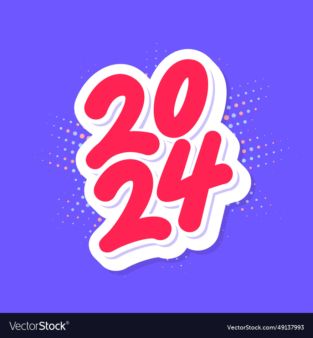 2024 year handwritten lettering text Royalty Free Vector