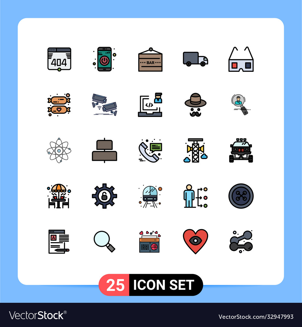 25 user interface filled line flat color pack