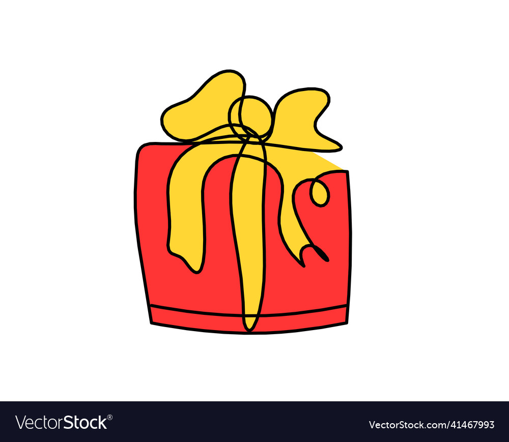 Abstract color present box as continuous line Vector Image Abstract color present box as continuous line