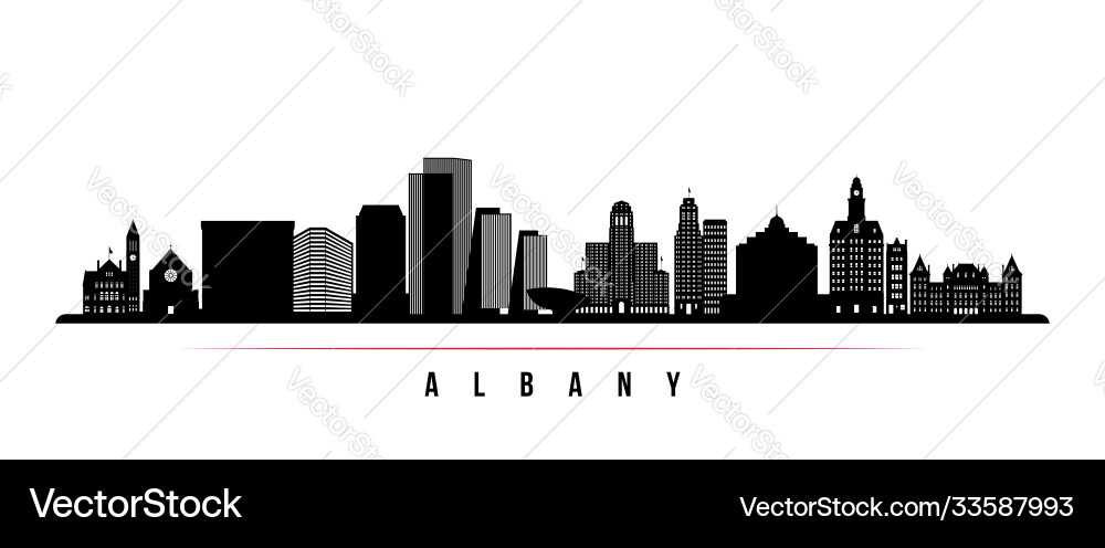 Albany skyline horizontal banner black and white Vector Image