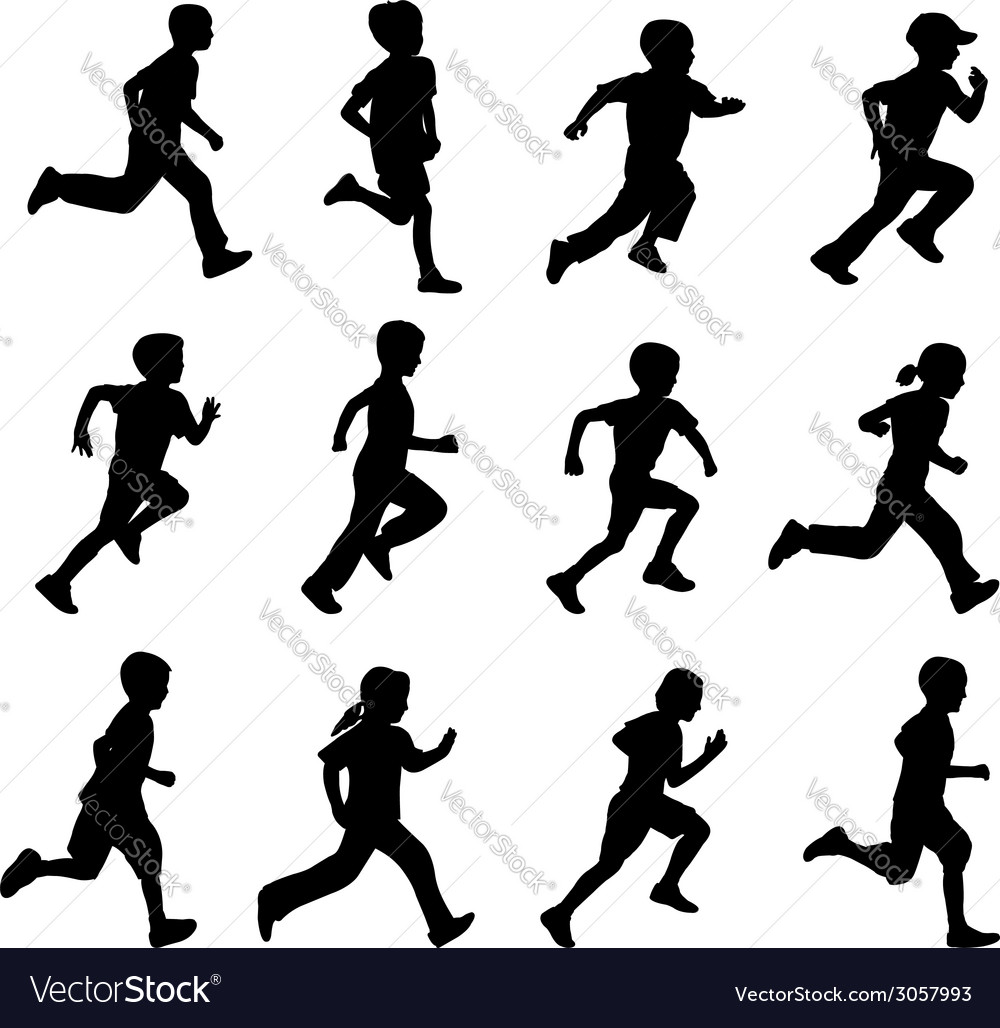 Children running Royalty Free Vector Image - VectorStock