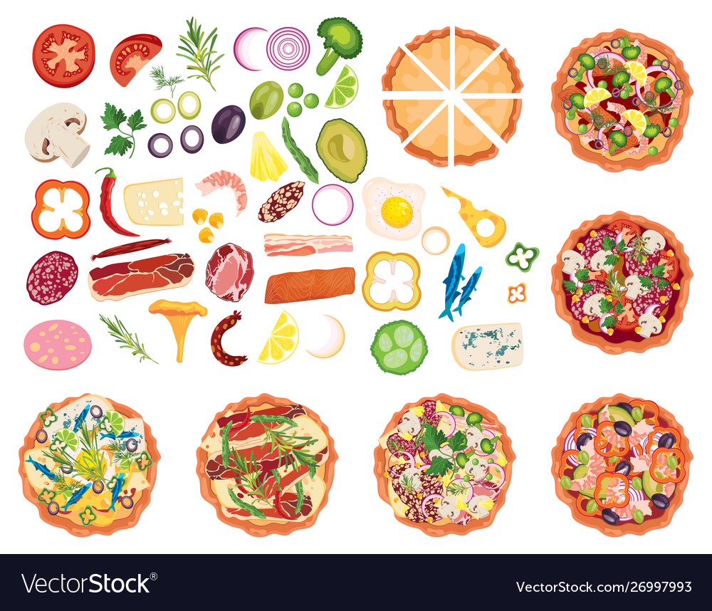 Designer for pizza design pizza set making pizza Vector Image