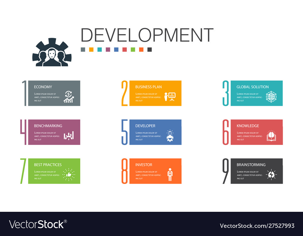 Development infographic 10 option line concept