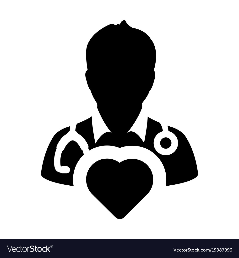 Doctor icon cardiologist specialist with heart Vector Image