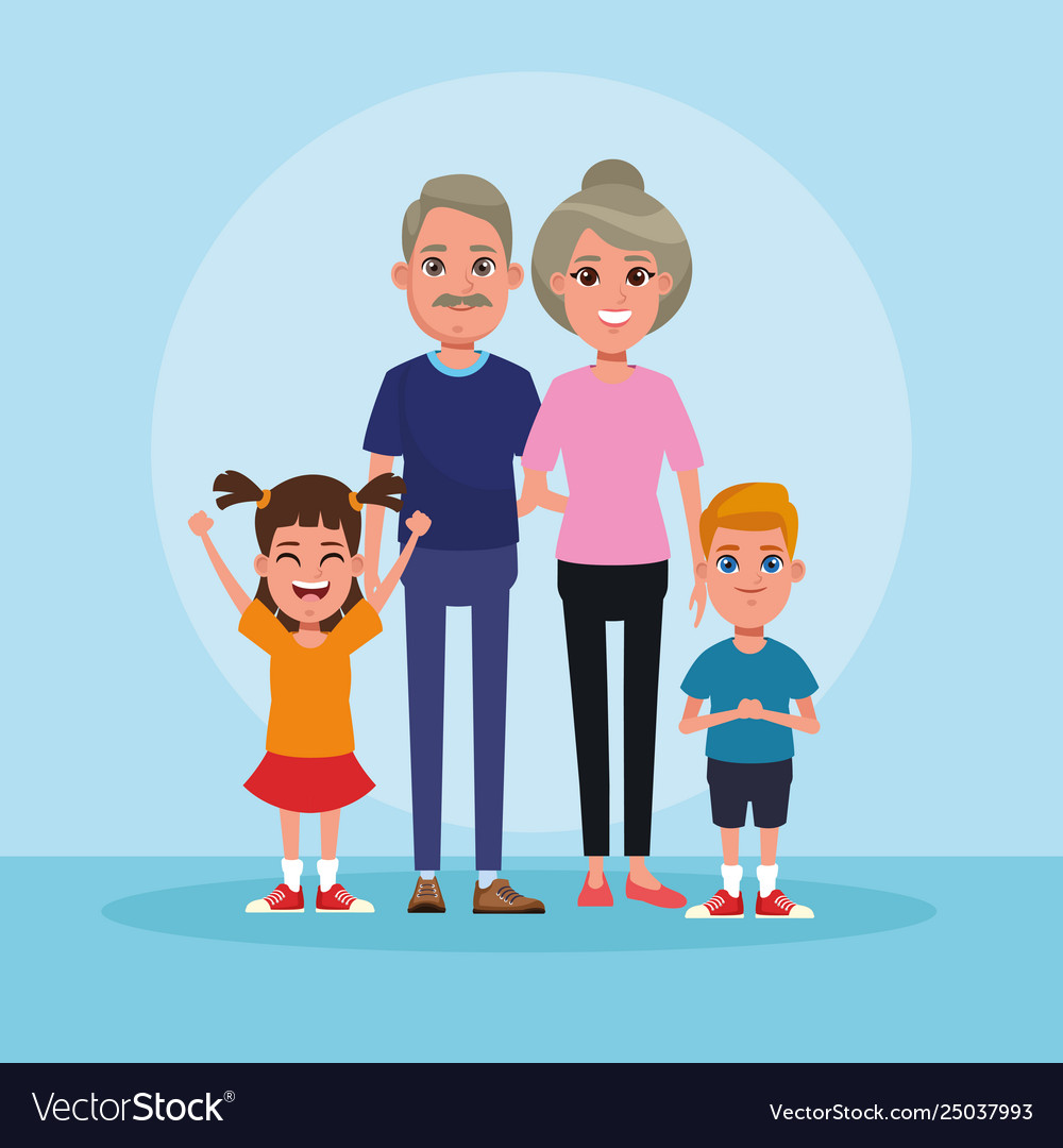 Family with kids cartoon Royalty Free Vector Image