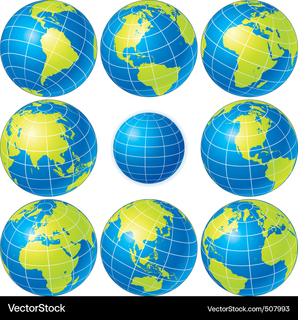 Globes set Royalty Free Vector Image - VectorStock