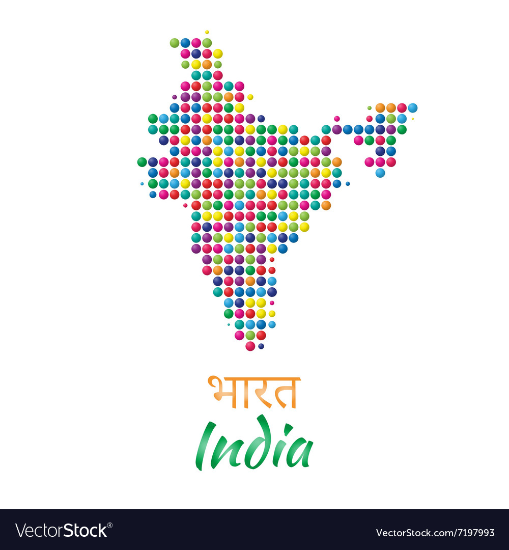 India map black multicolor dotted design