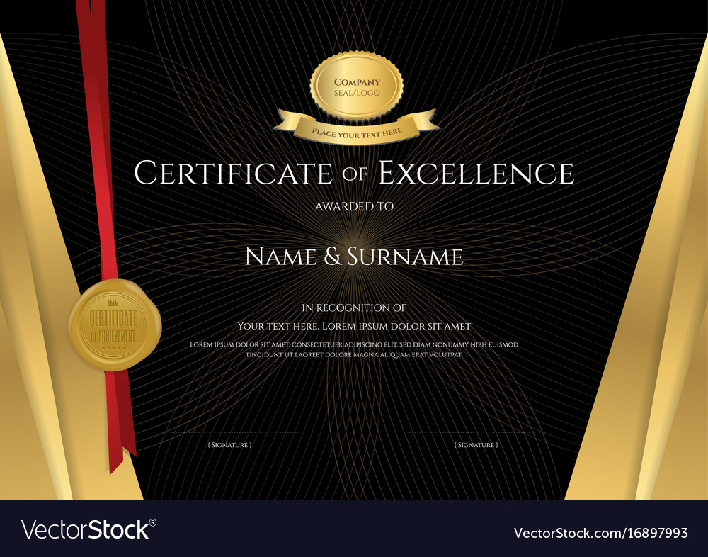 Luxury Certificate Template With Elegant Black Vector Image