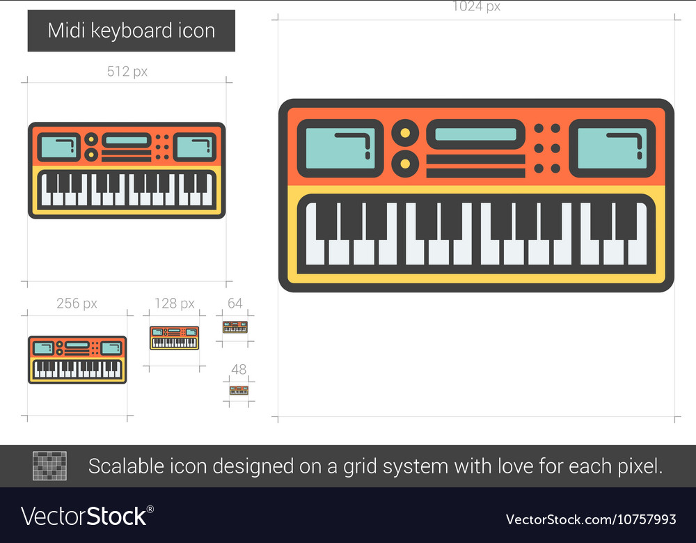 Midi keyboard line icon