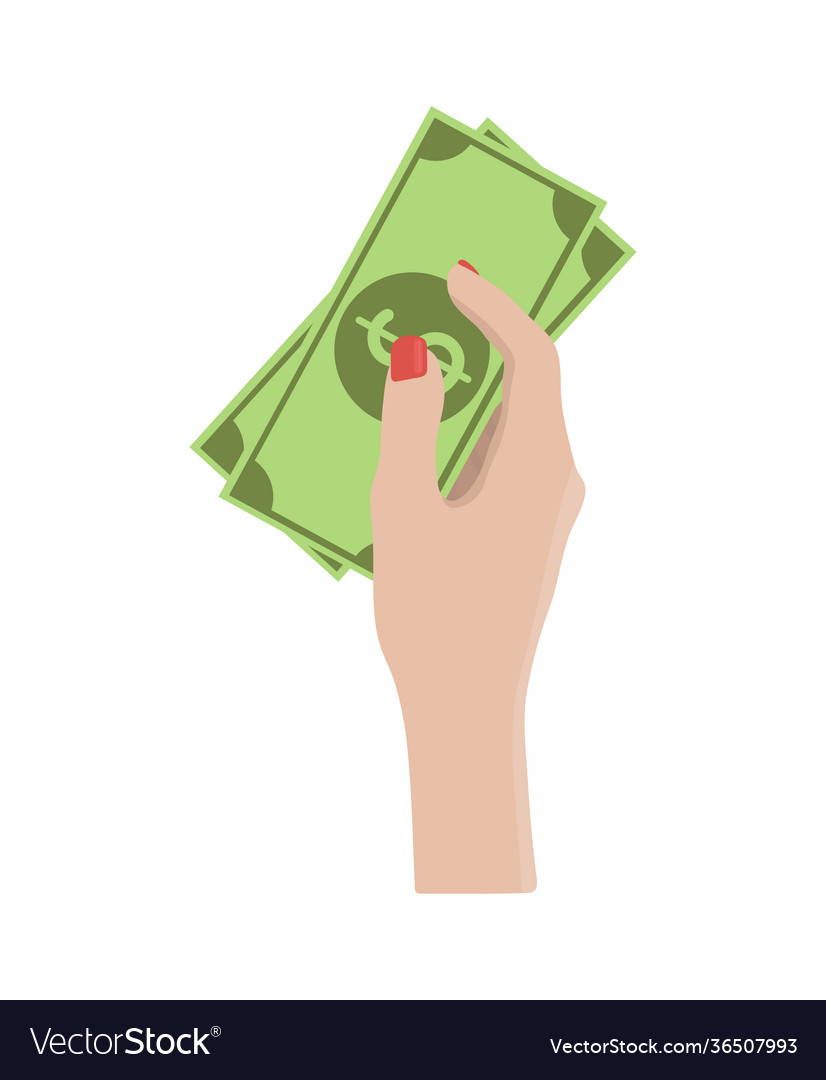 Pay For Something Hand Holds Bills Drawing Vector Image