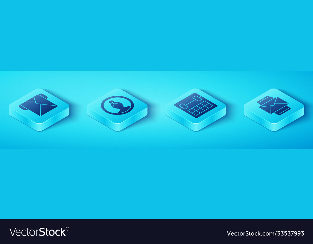 Set isometric envelope create account screen vector image Set isometric envelope create account screen