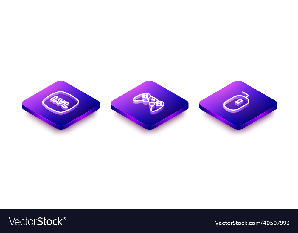 Set isometric line level game controller vector image Set isometric line level game controller