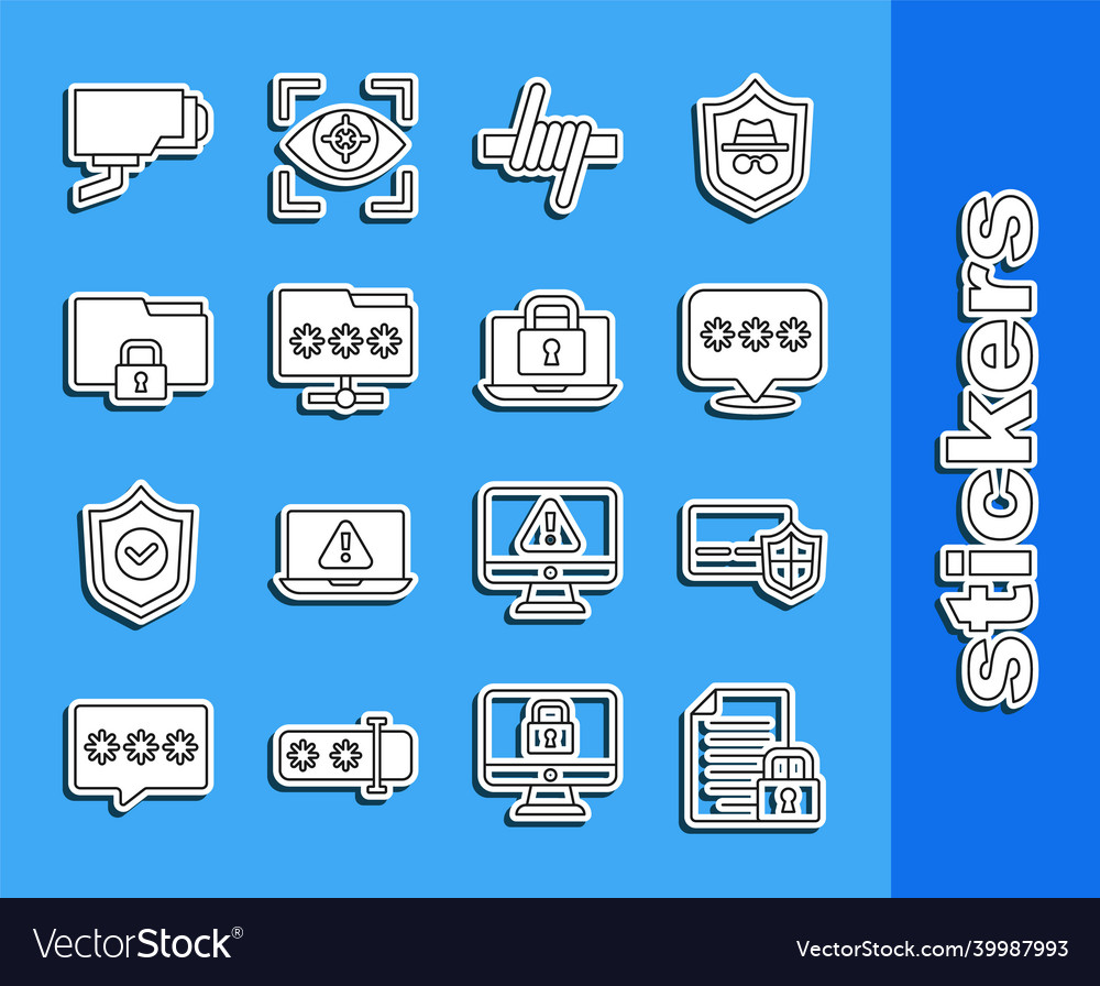 Set line document and lock credit card vector image Set line document and lock credit card