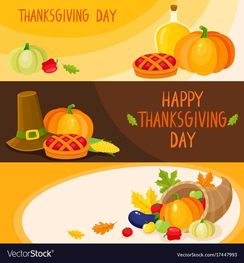 Set von Cartoon Thanksgiving Tag Banner Vorlagen