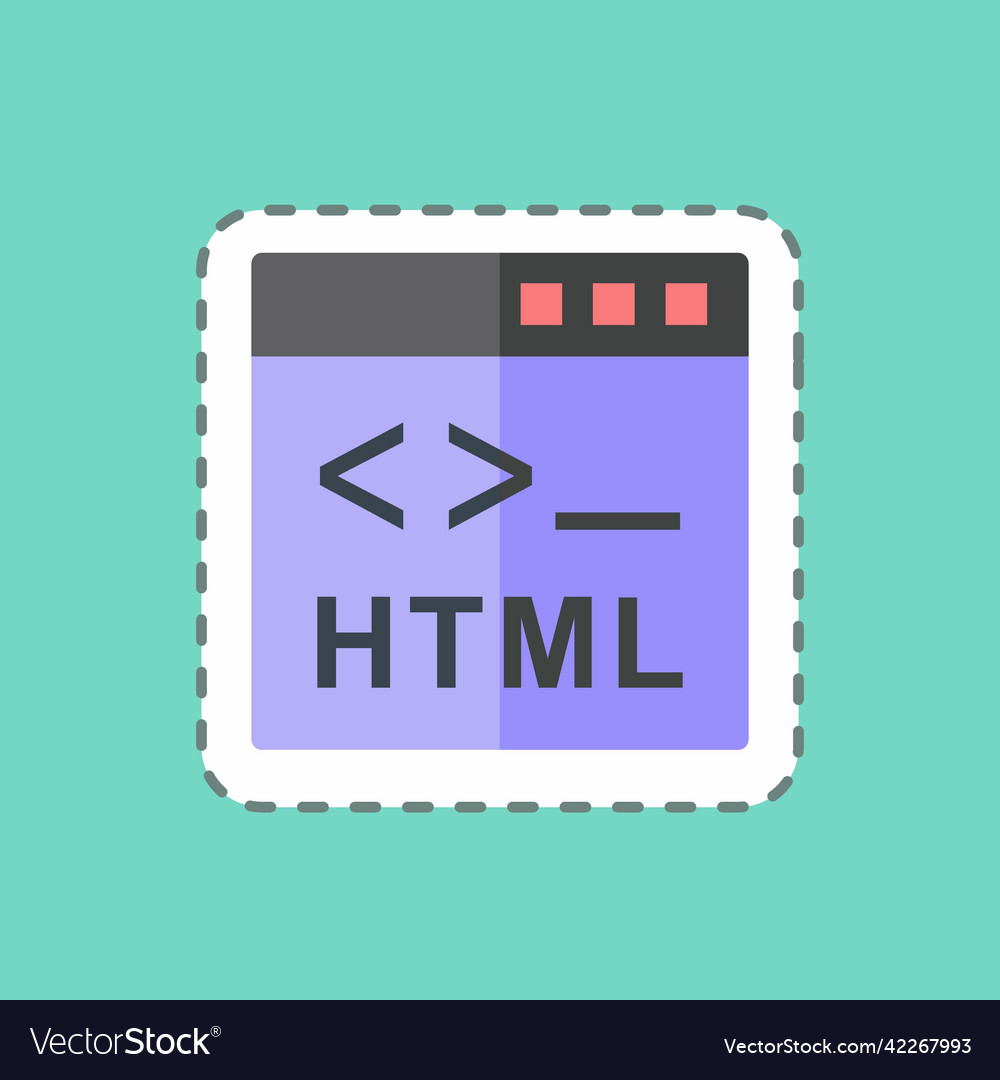 Sticker line cut html suitable for programming vector image Sticker line cut html suitable for programming