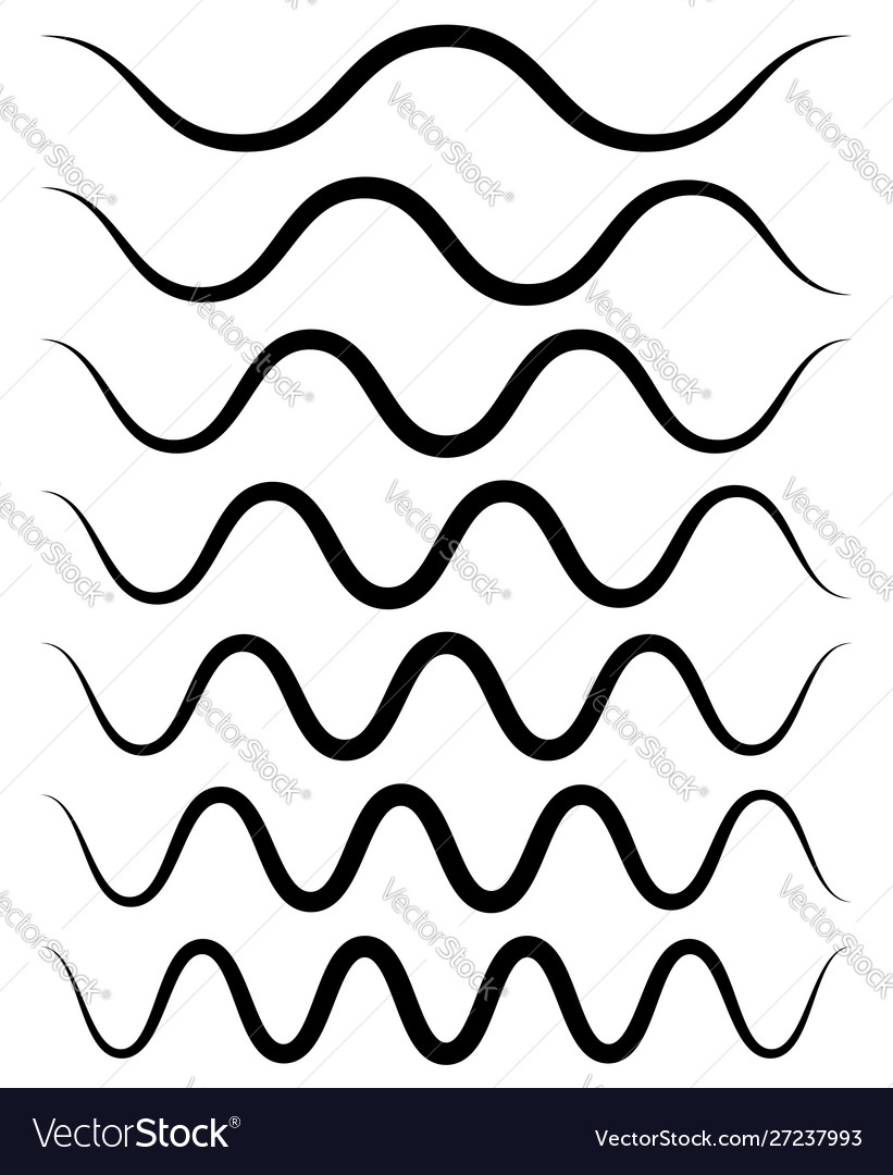 Wavy billow zigzag line element set lines vector image Wavy billow zigzag line element set lines