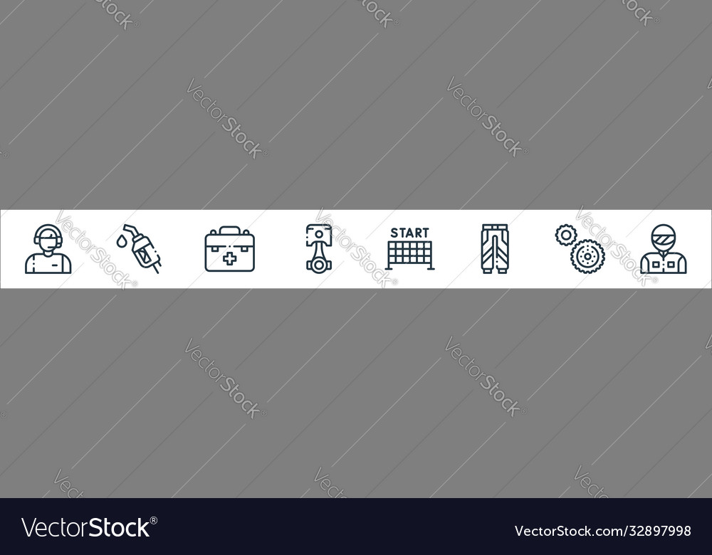Autoracing line icons linear set quality