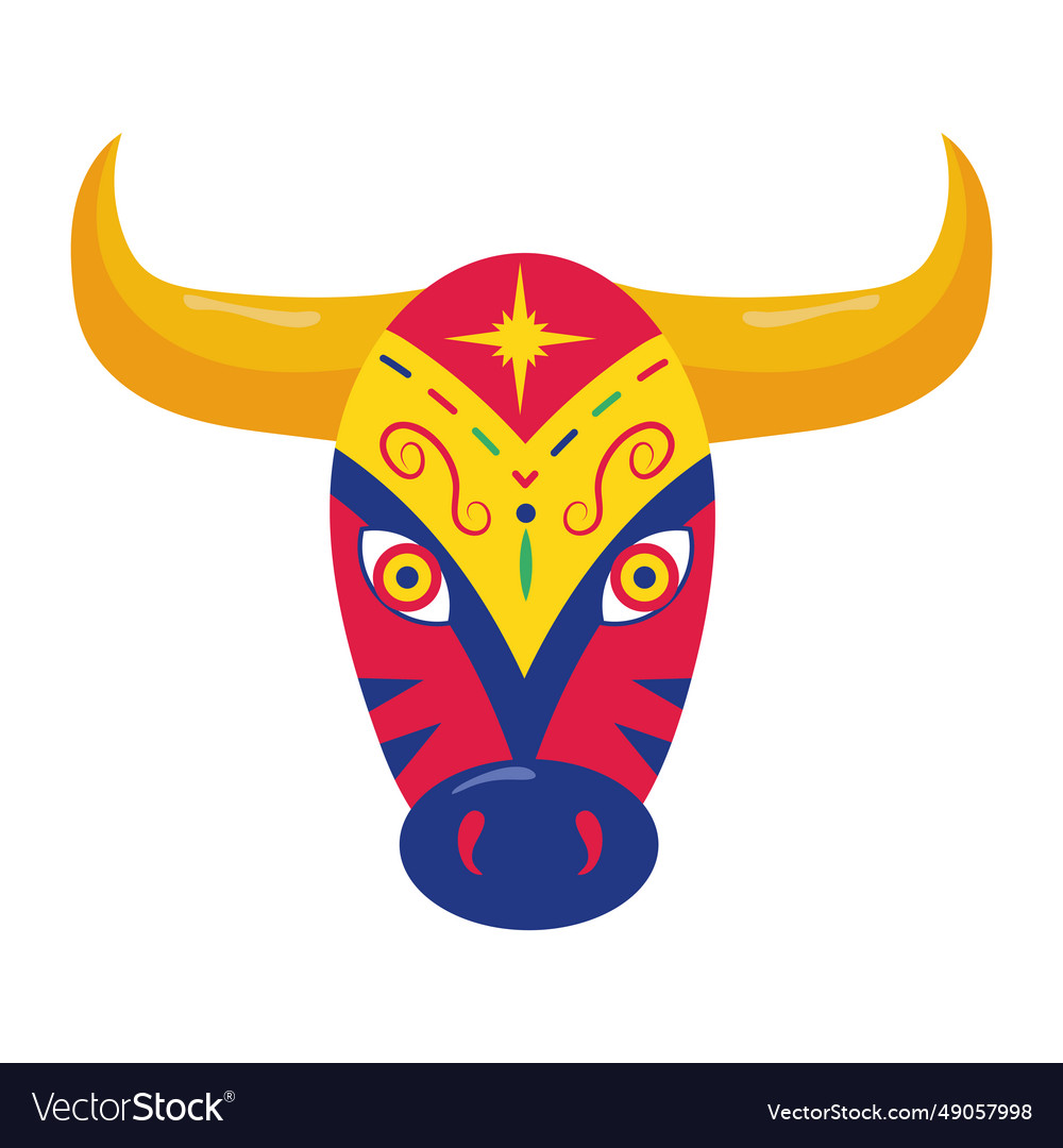 Barranquilla carnival toro miura mask Royalty Free Vector