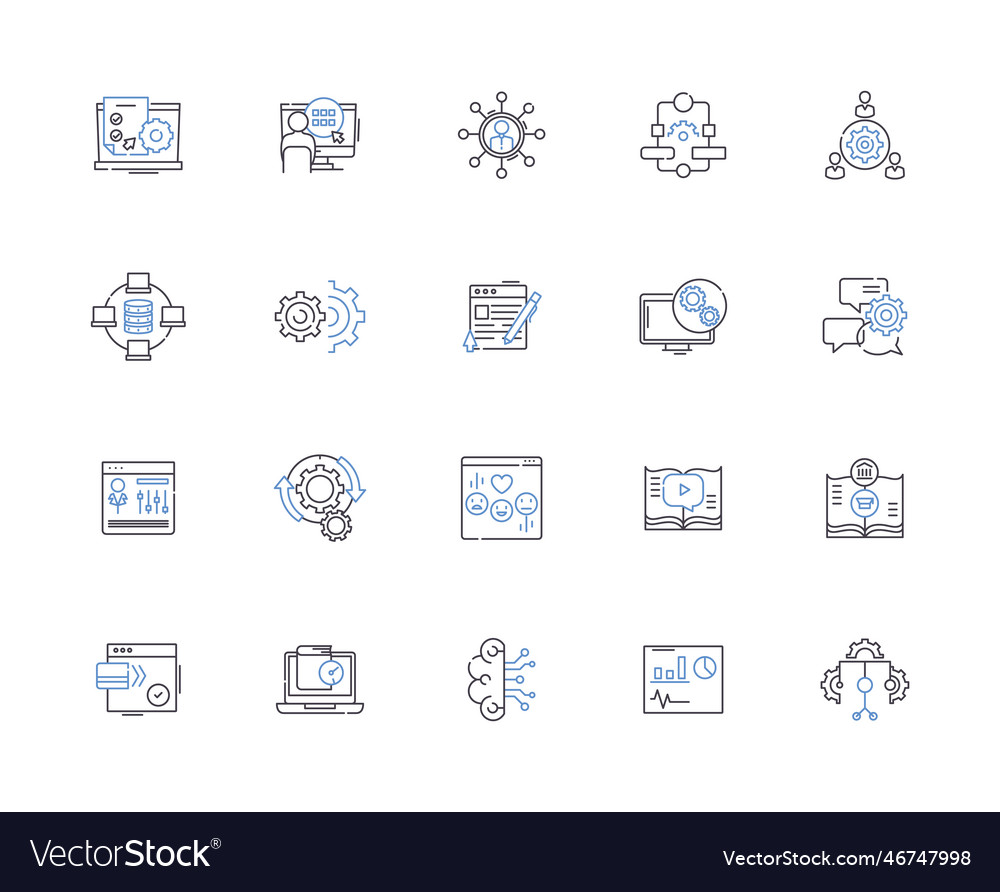 Computer security outline icons collection Vector Image Computer security outline icons collection