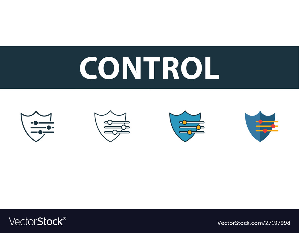 Control icon set four simple symbols in different
