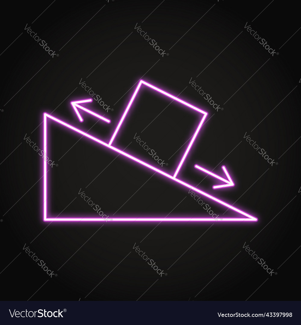 Frictional force neon icon in line style vector image Frictional force neon icon in line style
