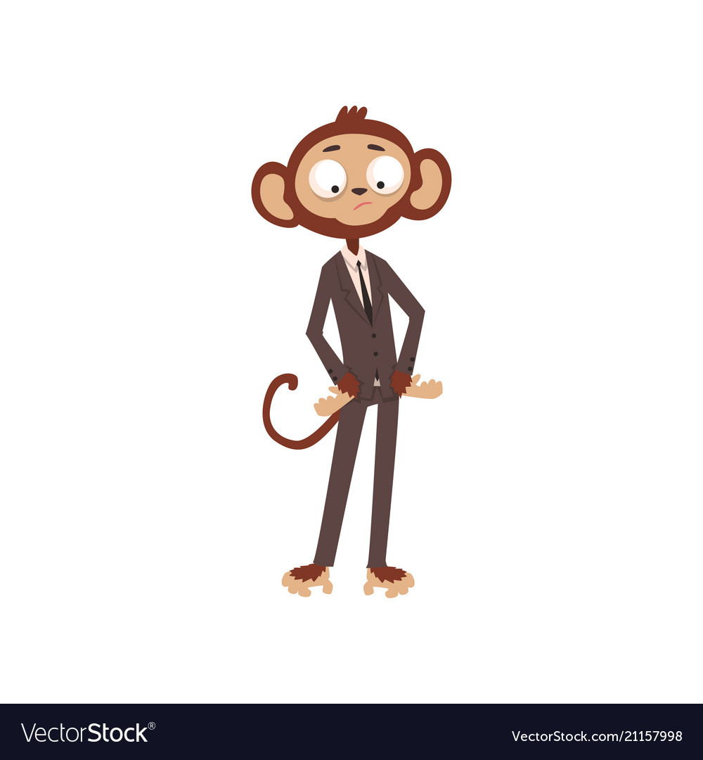 Funny bewildered monkey businessman cartoon