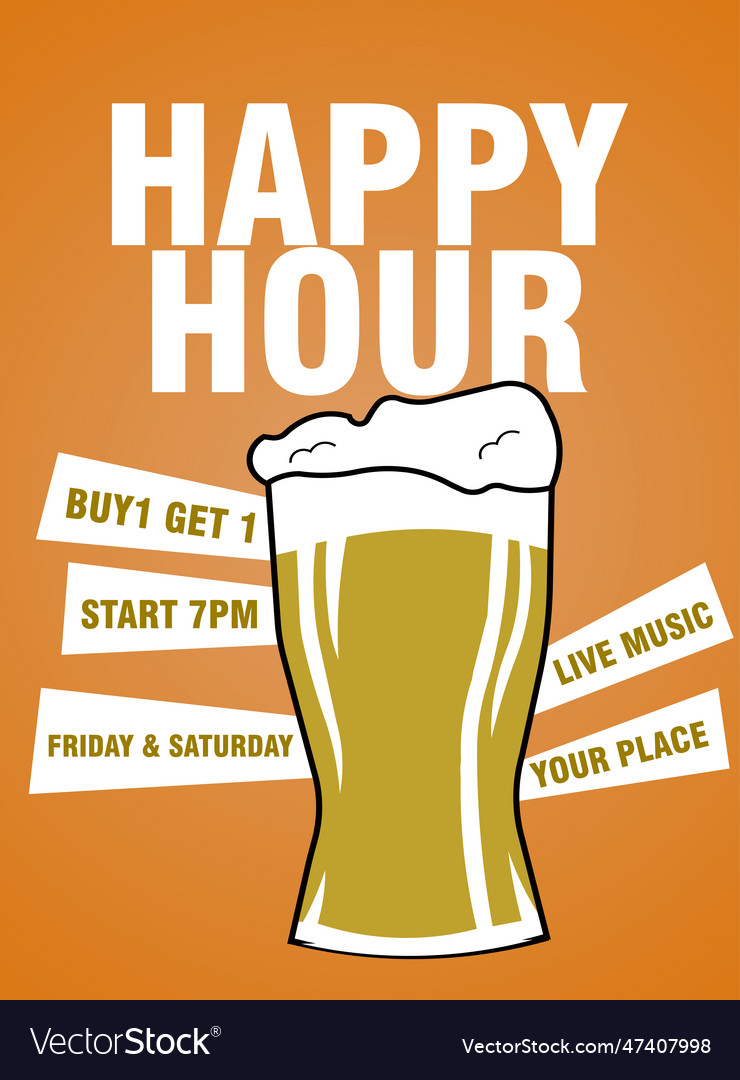 Happy hour party flyer poster design Royalty Free Vector