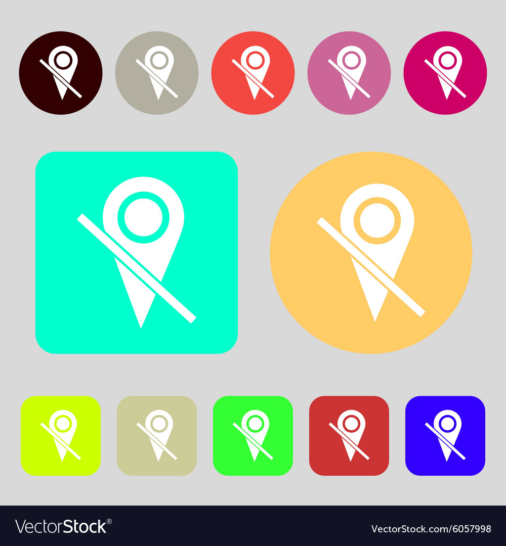 Map pointer icon sign 12 colored buttons flat