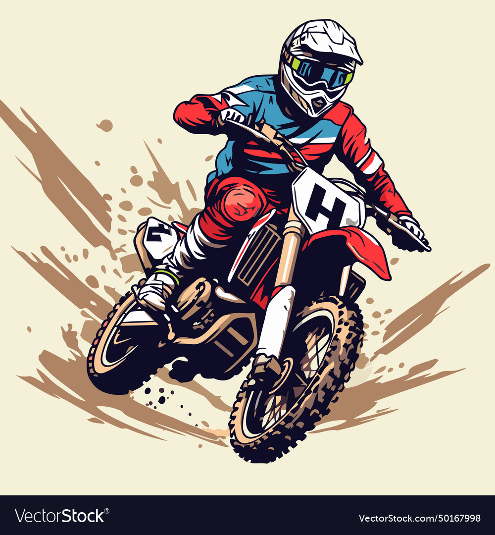 Motocross rider on the race grunge style