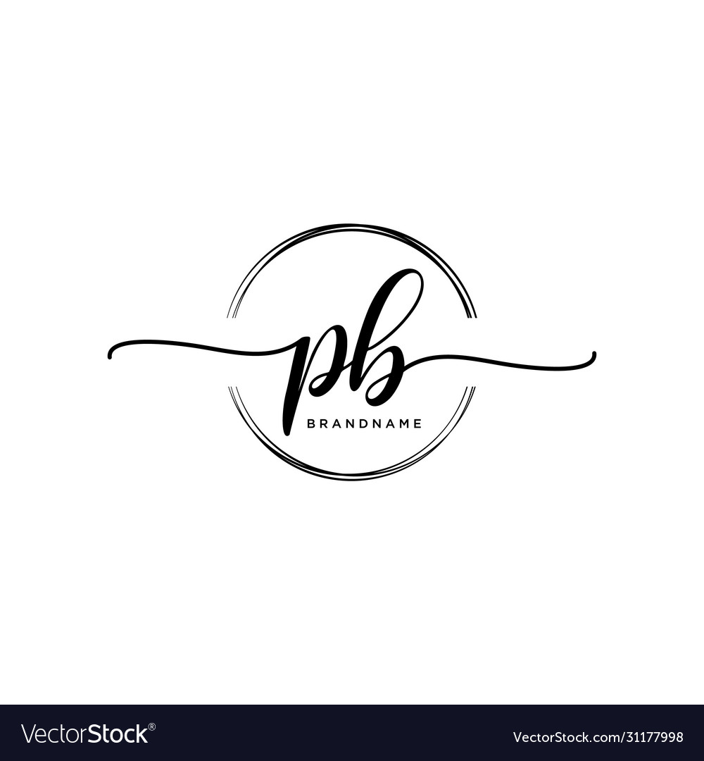 Pb initial handwriting logo with circle template Vector Image