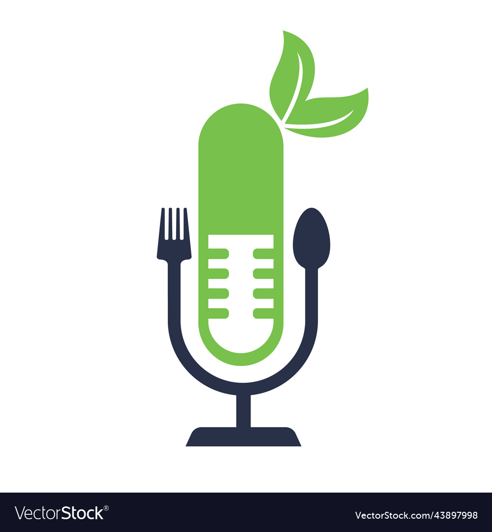 Podcast und gesunde Lebensmittel-Logo-Ikonen Designs vector image Podcast und gesunde Lebensmittel-Logo-Ikonen Designs
