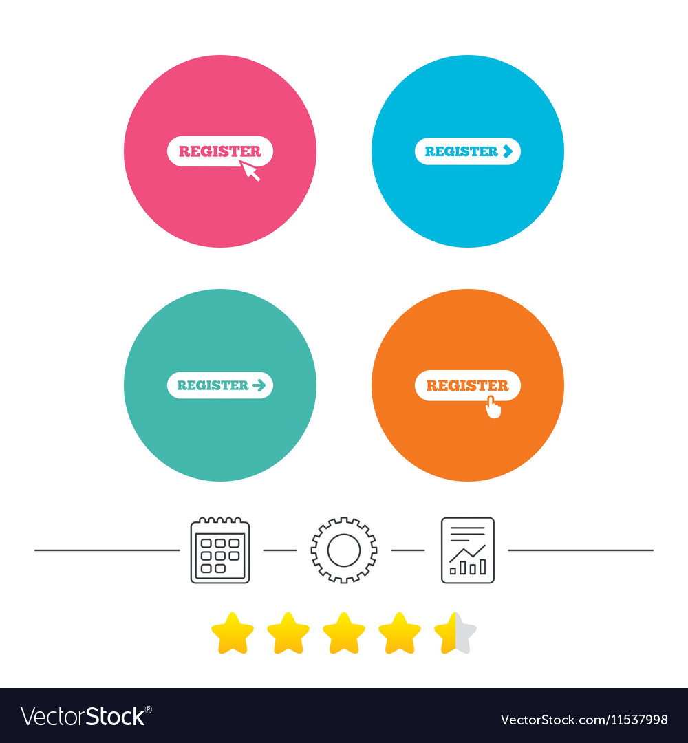 Register with hand pointer icon mouse cursor