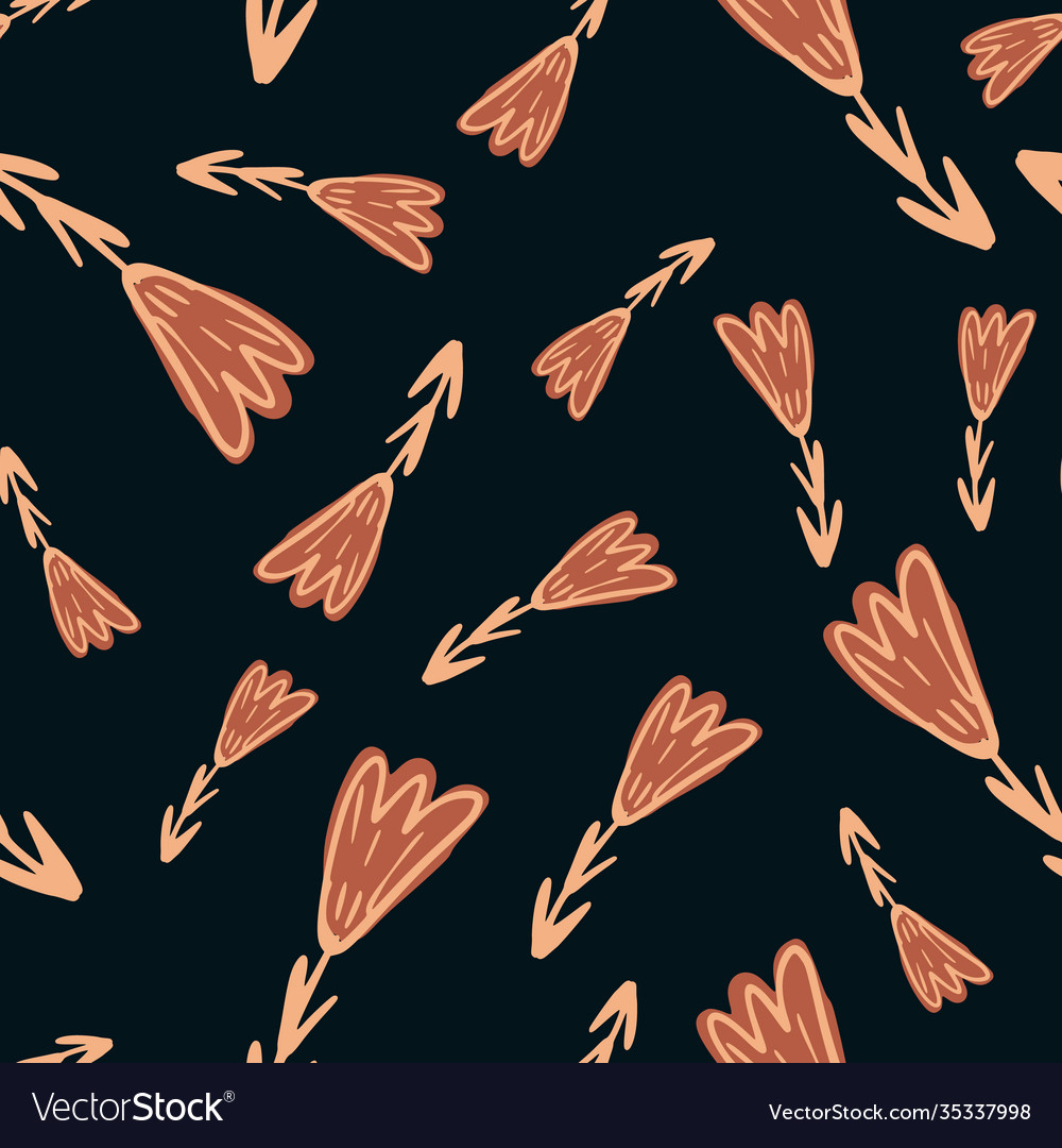 Seamless pattern with random flowers outline vector image Seamless pattern with random flowers outline