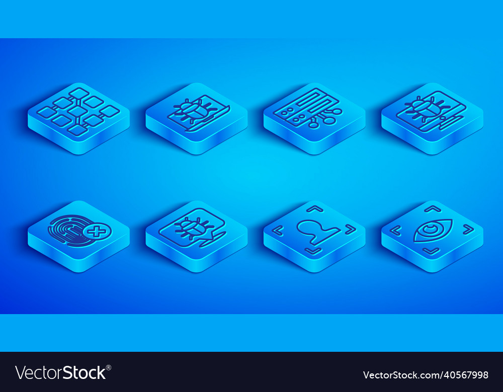 Set line graphic password protection system bug Vector Image Set line graphic password protection system bug