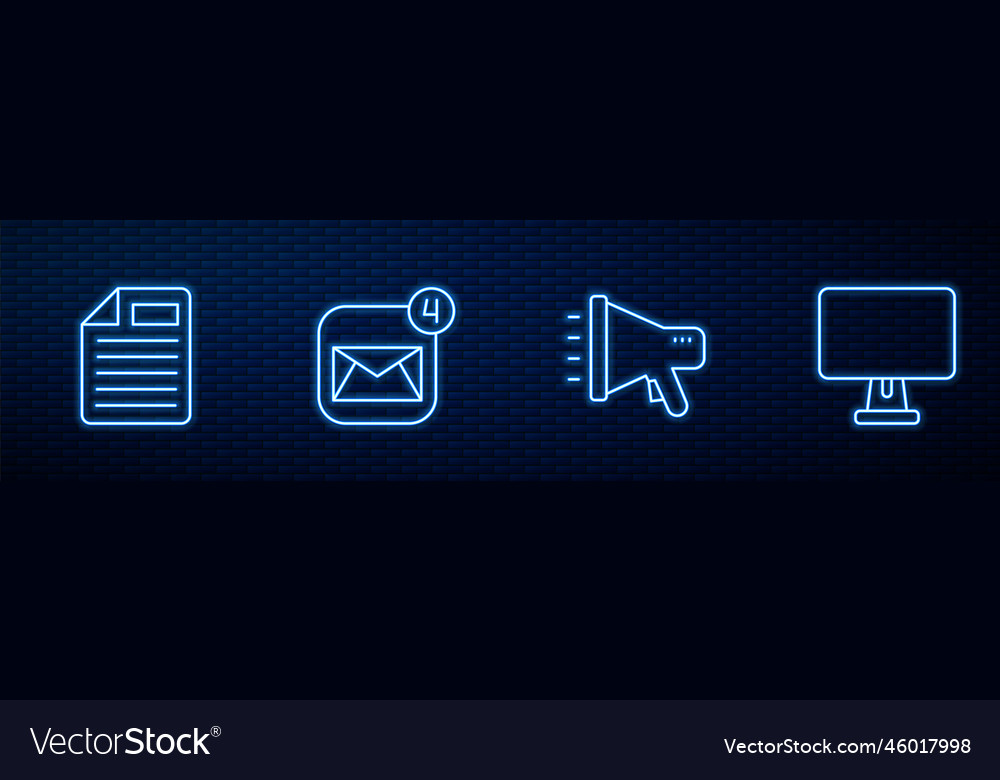 Set line megaphone file document envelope vector image Set line megaphone file document envelope